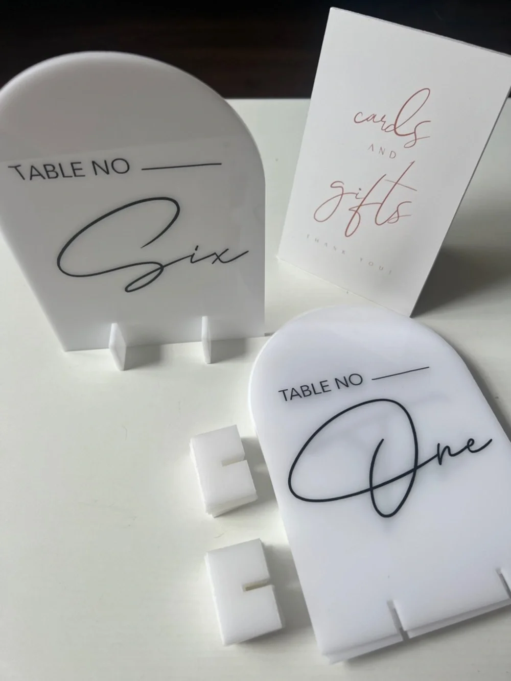 Elegant White Acrylic Table Number Signs - Set